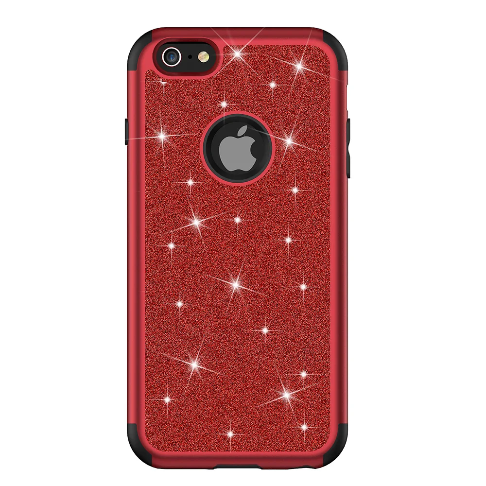 Red Black Для Apple iPhone 8 7 6 Plus чехол противоударный роскошный Алмазный Блестящий двухслойный резиновый чехол для телефона для iPhone 8 Plus - Цвет: Red Black