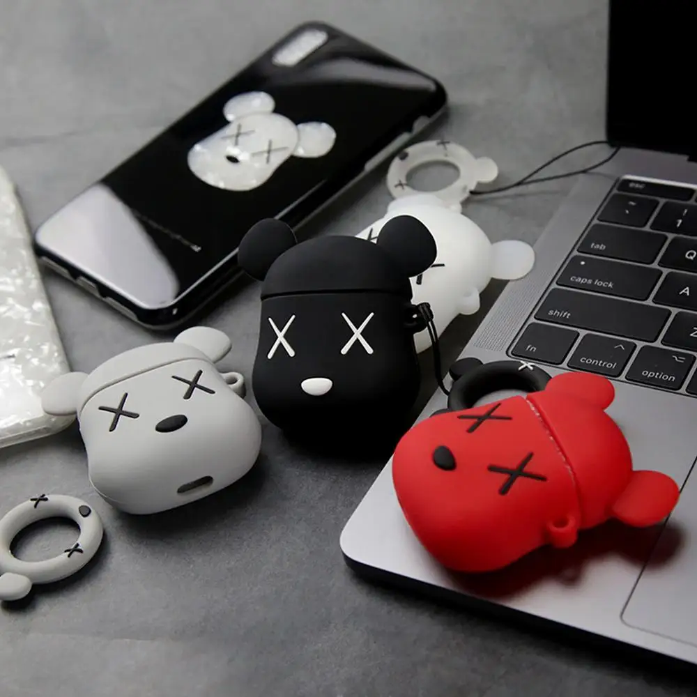Airpods чехол ремешок противоударный Для Apple Bluetooth наушники зарядка медведь ультра