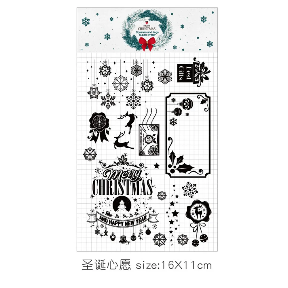 6 Merry Christmas Elk Tree световые шары декоры резиновый прозрачный штамп/печать скрапбук/фото украшение для альбома карты делая четкие штампы - Цвет: 6