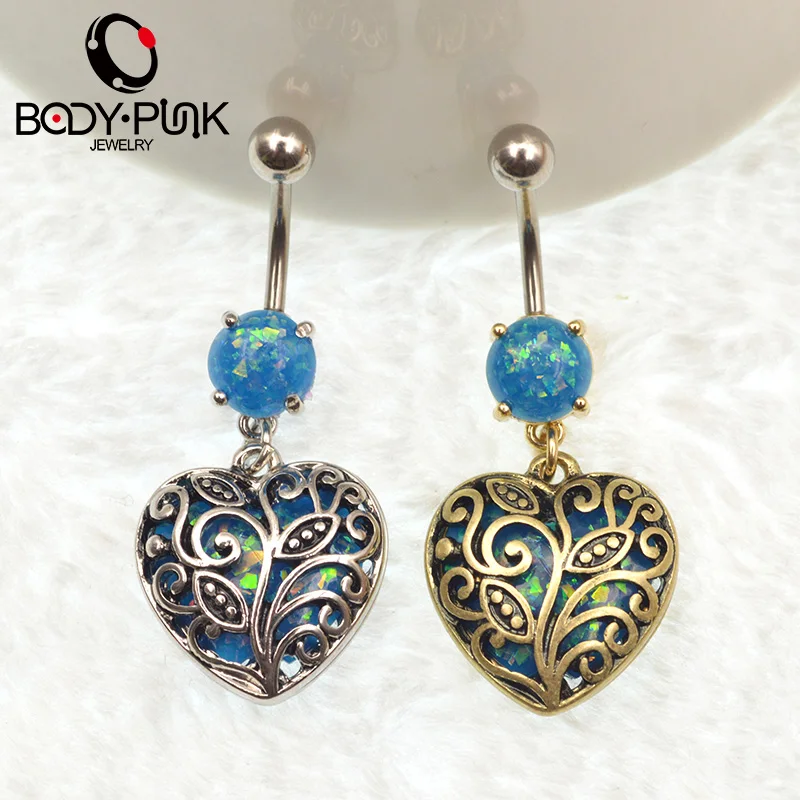 Кольцо для пирсинга тела из нержавеющей стали с голубым опалом|body piercing jewelry|piercing