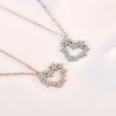 Funmor трендовые сердцевидные полые 925 стерлингового серебра ожерелье для женщин