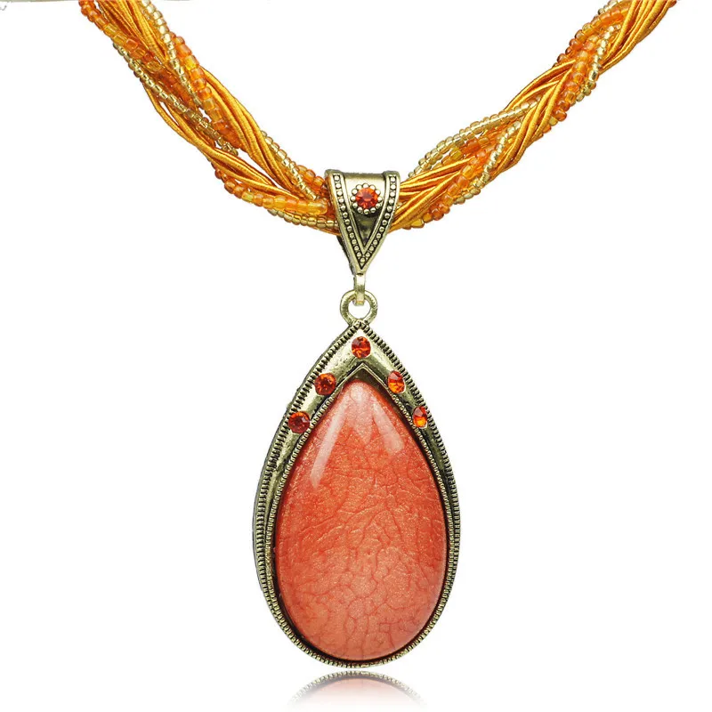 Dormon слеза падение драгоценный камень богемный кулон стеклянные бусины шнур