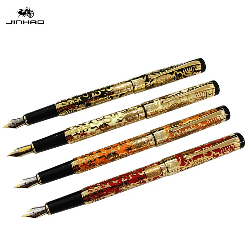 Jinhao 5000 Дракон чернилами в авторучка ручка высокого качества Роскошные офисные ручка для письма металла Pluma Fuente Caneta Tinteiro Золотой перо