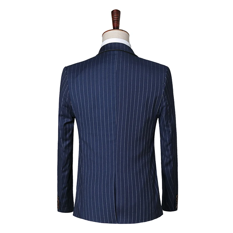 2018 Одежда высшего качества бренд Для мужчин Бизнес ужин Костюмы Stripe Slim Fit