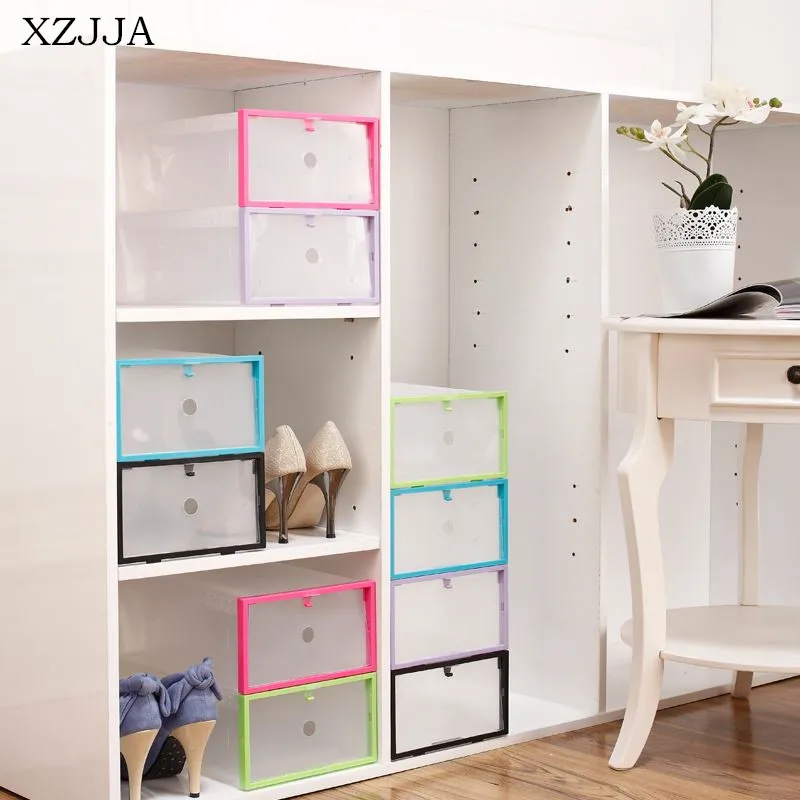 XZJJA креативный DIY красочный прозрачный ящик для хранения обуви складной женщин и