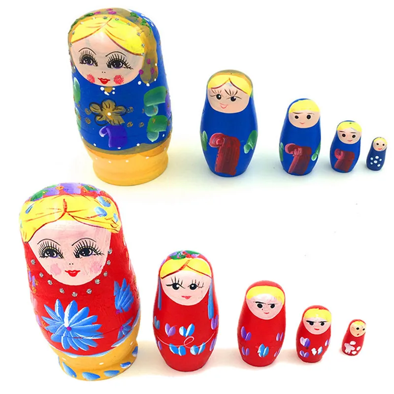 Изысканные деревянные куклы 5 шт./компл. Русская Матрешка гнездо ручная роспись