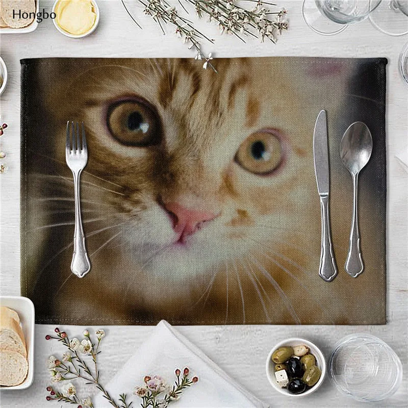 Кошка Собака узор из хлопка и льна подставка в стиле Вестерн столовых горячий