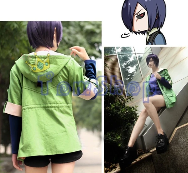Аниме Tokyo Ghoul Toka Kirishima Touka/зеленый костюм Косплей куртка пальто форма топы костюмы +