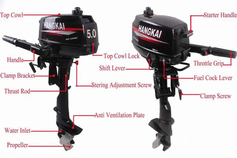 Hangkai 2 тактный подвесной мотор Gasolina 5HP/3.7KW подвесные двигатели для лодок
