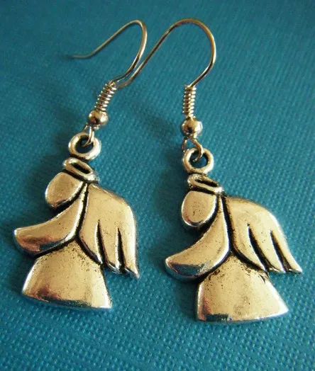 

Wholesale 50Pair Vintage Silver Pretty Angels Drop Earrings Charms Dangle Earrings For Women Jewelry Gifts Accessories P793