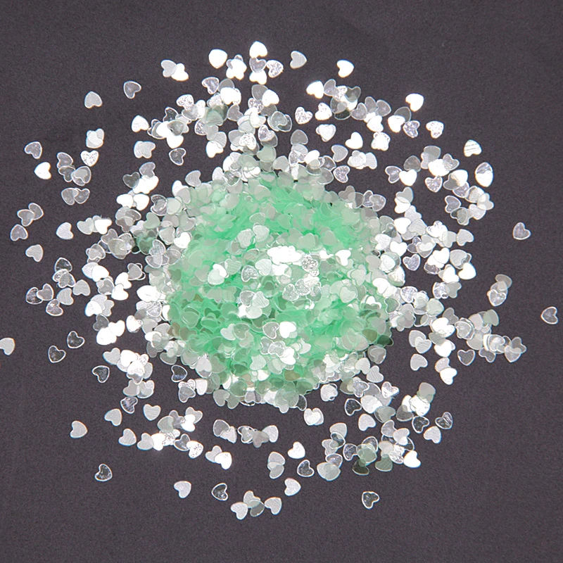 heart lt green 3mm Темно-розовый синий микс блесток пайеток 3 мм ультра тонкий блестящая Звезда ПВХ свободные блестки ремесло DIY маникюр Дизайн ногтей украшения 20 г - Цвет: heart lt green 3mm