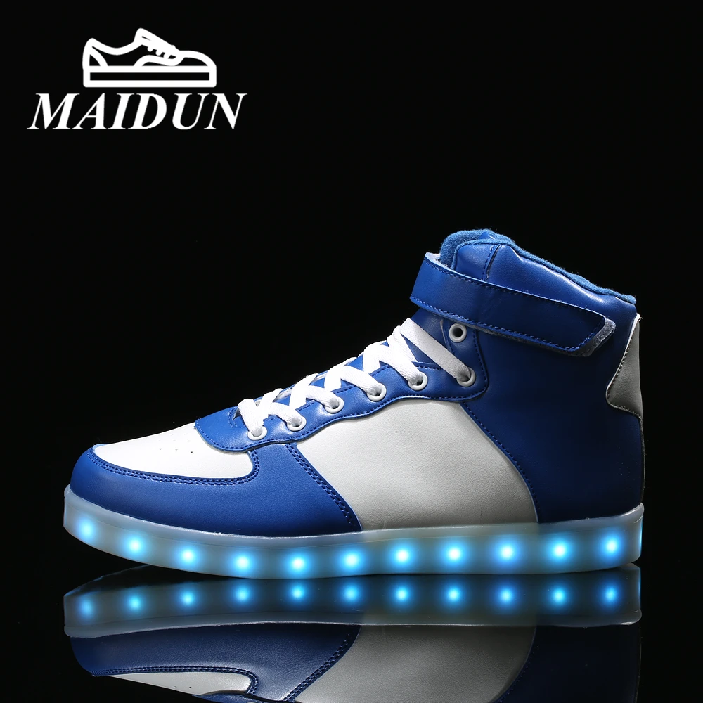 Высокие ПРИВЕЛО обувь мужской USB Зарядка неон корзина Пара Flash новый теннис