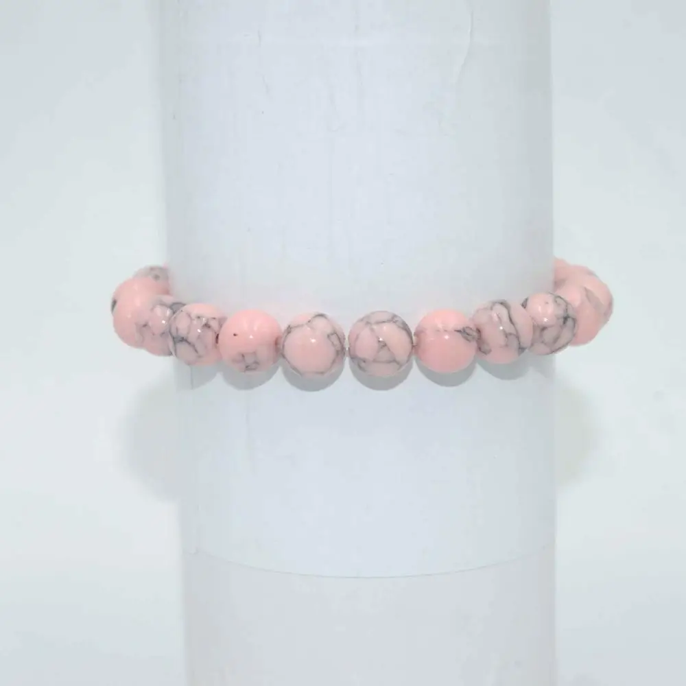 Pink Turquoise Передача удачи 6 8 10 мм натуральный камень Бусины аметисты Агаты тигровый глаз Lapis браслеты из лазурита для женщин мужчин Йога браслет Femme - Окраска металла: Pink Turquoise