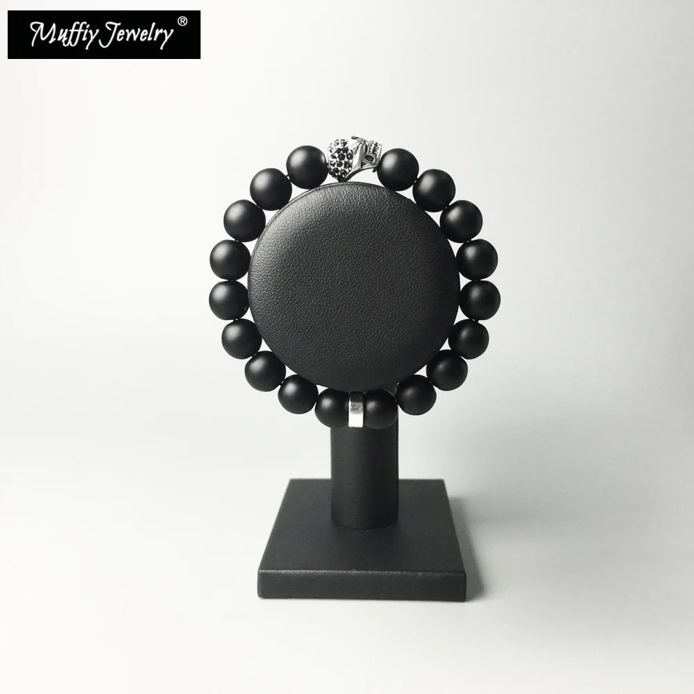 Браслет с бусинами в виде черепа и 10 мм из обсидиана ювелирные изделия для женщин