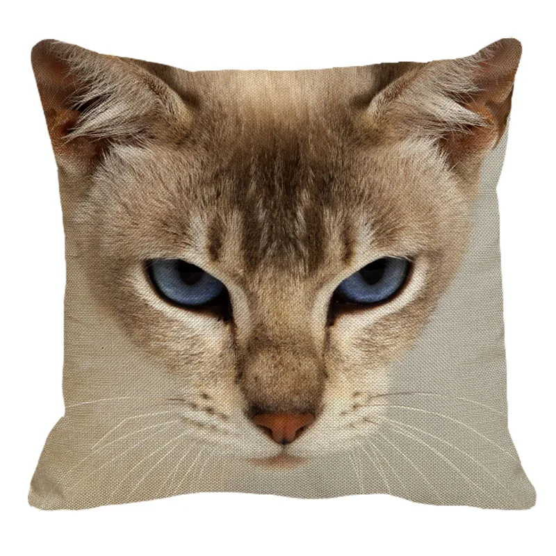 

XUNYU 45cmx45m pet Siamese cat pillow set new cotton and linen comfort cushion set home car sofa decoration hug pillowcase YH031