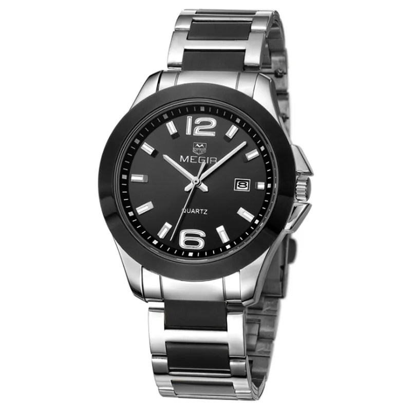 Модные Роскошные Брендовые женские часы Megir из нержавеющей стали кварцевые