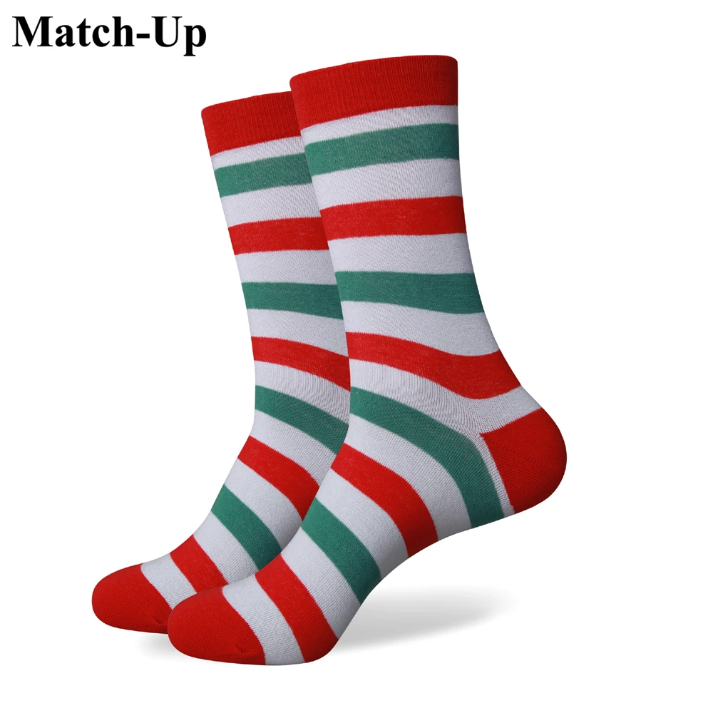 Мужские вязаные носки в полоску из чесаного хлопка размеры США (7 5-12) | Мужская