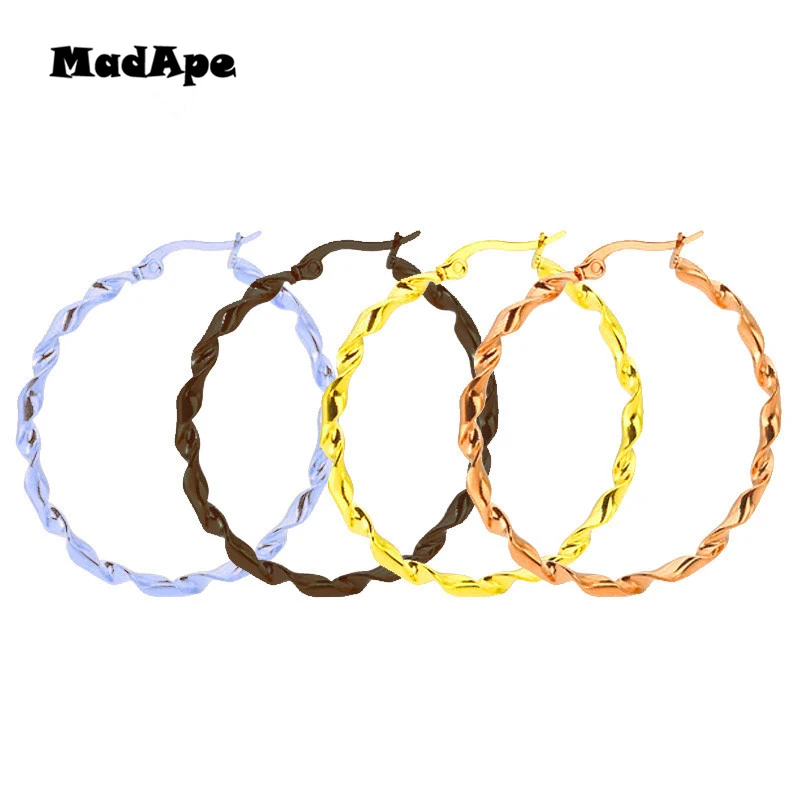 Женские круглые серьги кольца MadApe антиаллергические из нержавеющей стали 316L