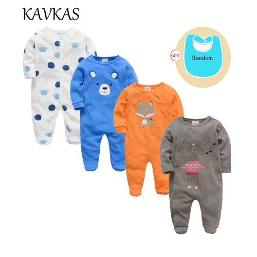 Kavkas/4 шт./партия одежда для малышей хлопковые детские комбинезоны на Рождество с длинными рукавами и круглым вырезом roupa de bebes, Одежда для новорожденных девочек и мальчиков - Цвет: 39404386