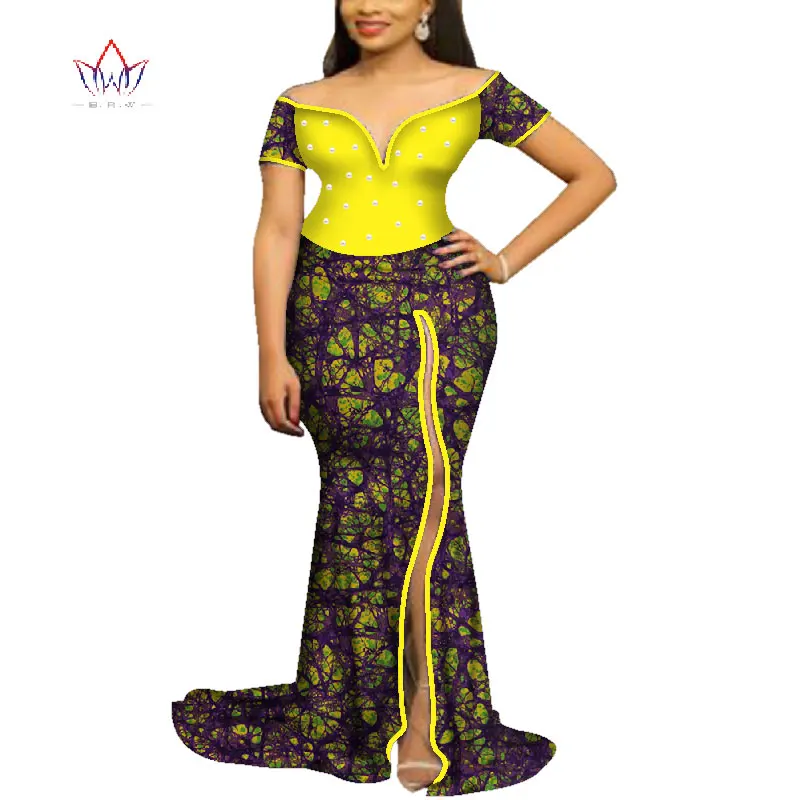 Африканские платья для женщин Bazin Riche Лоскутная восковая печать вечерние длинные