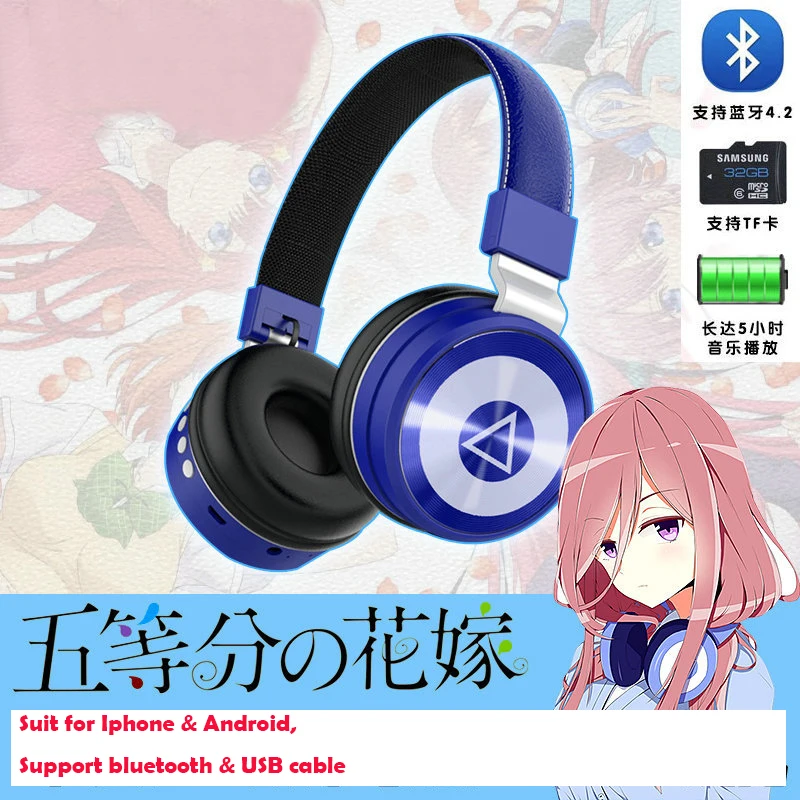 Наушники Nakano Miku для косплея, беспроводные bluetooth-наушники, Go-Toubun no Hanayome, костюм аниме, Quintessential Quintuplets, подарки