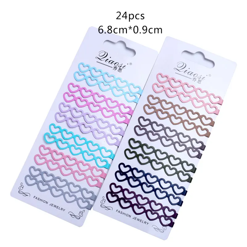 heart 24pcs Оснастка заколки для волос для детей аксессуары для волос заколка шпильки для маленьких женщин и девочек шпильки для волос однотонные металлические заколки заколка для волос - Цвет: heart 24pcs