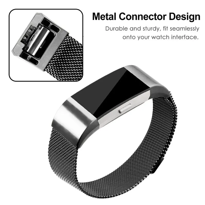 Нержавеющая сталь ремешок для часов Миланская петля браслета Fitbit Charge 2 браслет