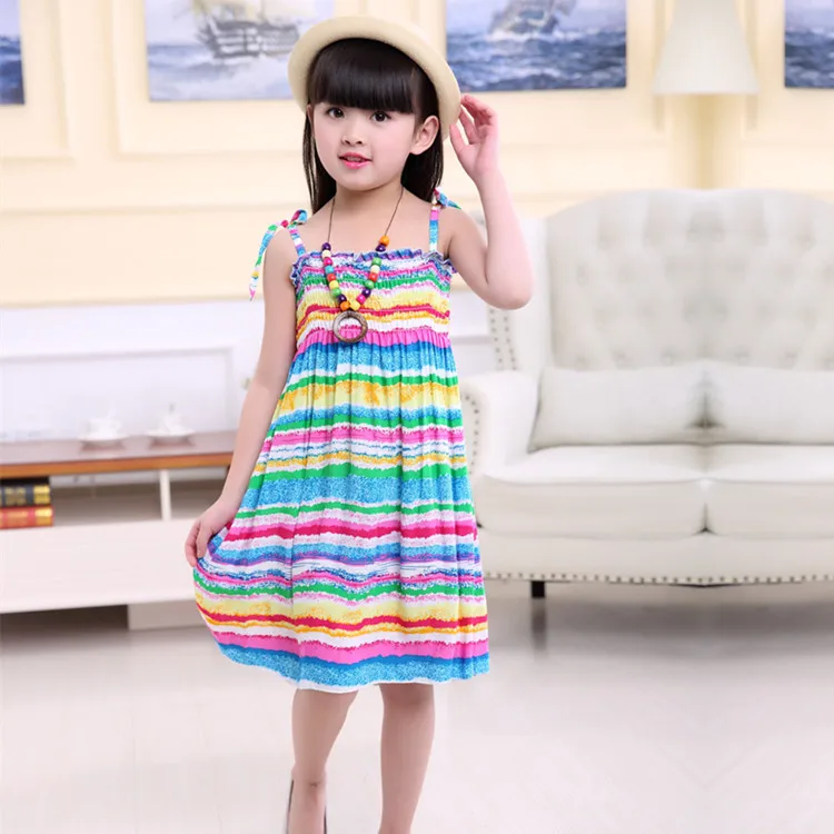 Kids Children's Dresses Sumemr Sleeveless Girl Party Dress Floral Print Princess Beach Costume Clothes 3 6 10 14 Years | Детская