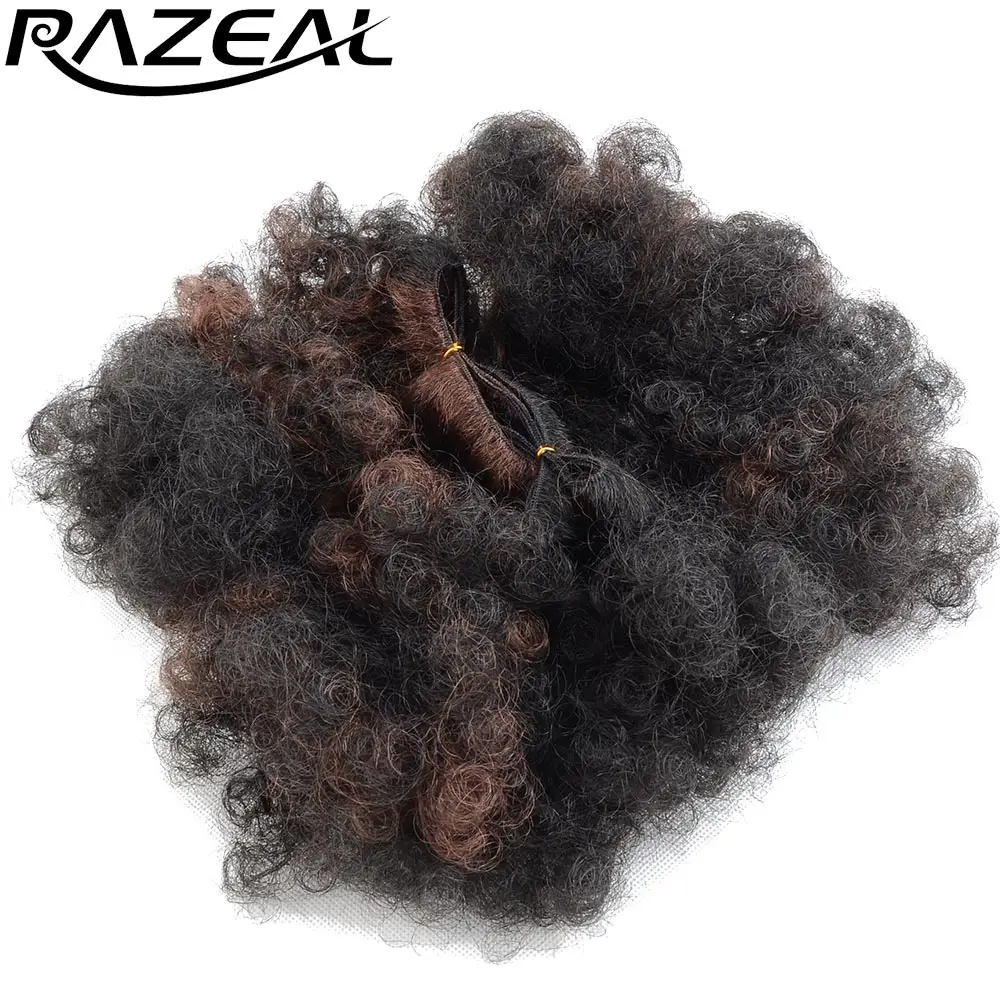 Razeal 6inch 60g/pack 3PCS Synthetic Crochet Braids Afro Kinky Curly Braid Ombre Braiding Hair Extensions High Temperature fiber |