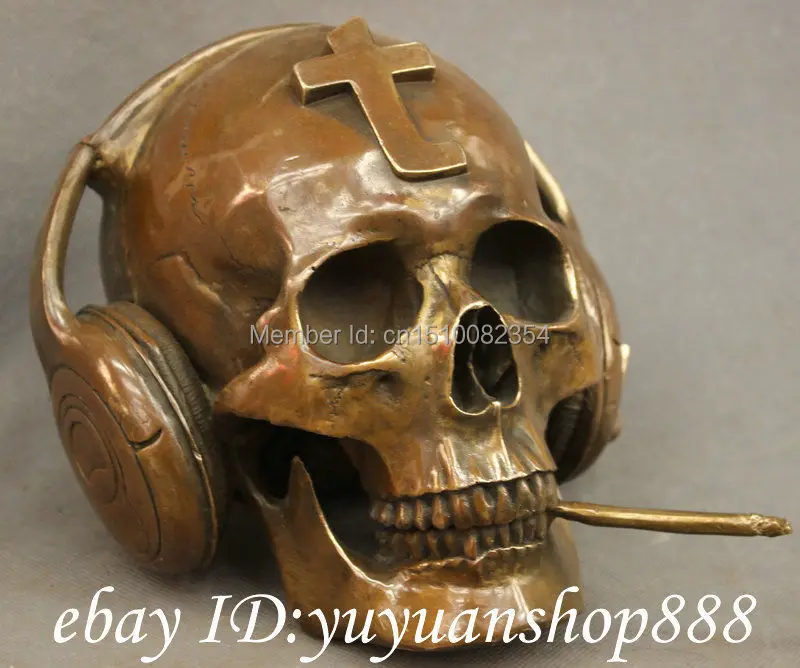 9 &quotкитайская Бронзовая Медная скульптура дредфу для мужчин с черепом|art print for