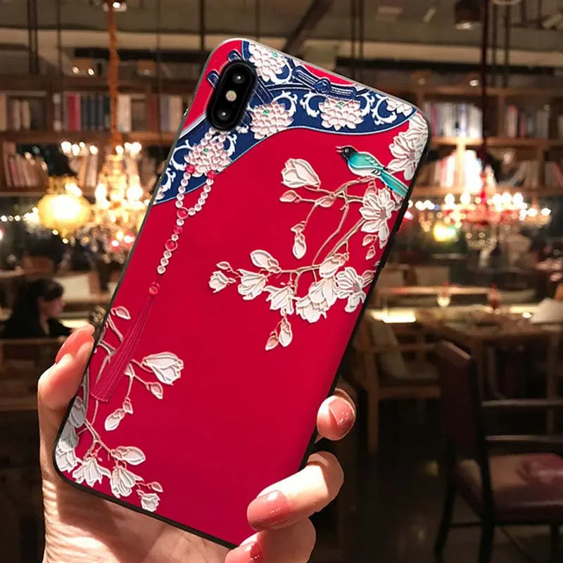 JIBAN китайский Стиль Королевский наряд чехол для Iphone XS MAX XR X 6 6s plus 7 Plus 8 тиснением