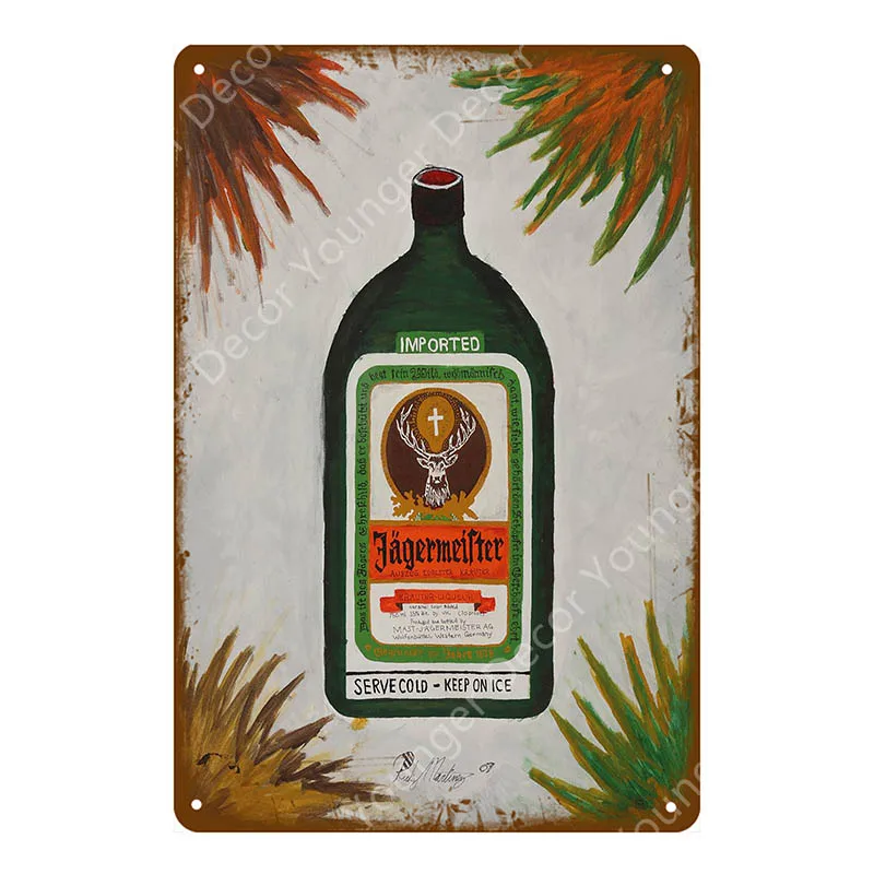 YD4130F Jagermeister голова оленя металлический плакат Jager бомбы винная тарелка винтажная Настенная Наклейка Паб Бар домашний декор напиток Пиво Виски жестяные знаки - Цвет: YD4130F
