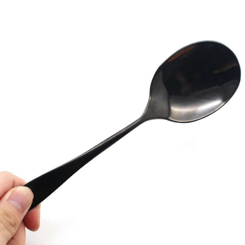 1 шт./лот черная сервировочная ложка из нержавеющей стали набор столовой посуды