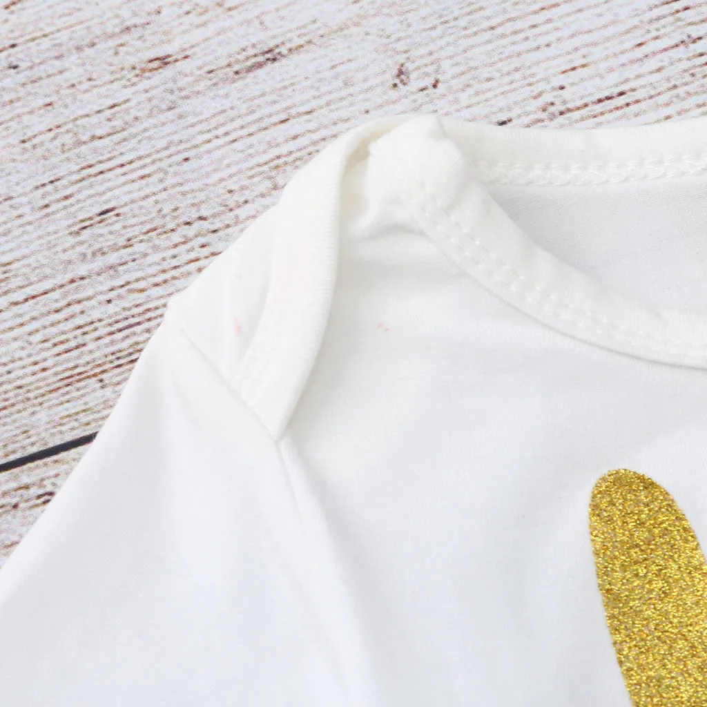 Пасхальные наряды кролика для новорожденных девочек комбинезон топы + штаны с