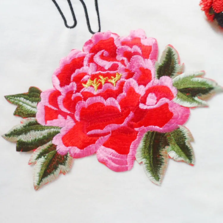 Пион цветок патч цветы патчи железа на вышивке Цветочные Патчи для одежды