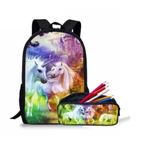 childrens backpack women minnie unicorn crazy horse printing school bag 2 pcs set backpack kids puppy dropshipping