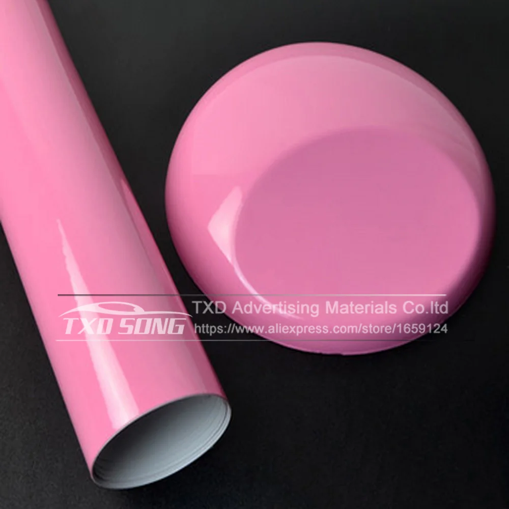 pink 10/20 Вт, 30 Вт/40/50/60*152 см Высокое качество желтый глянцевый виниловая пленка блеск желтый винил Обёрточная бумага пузырьков автомобиля Обёрточная бумага ping - Название цвета: pink