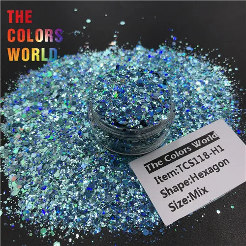 TCS118-H1 50g TCT-347 голографическая устойчивая к растворению массивная смесь шестигранных ногтей Блеск для украшения ногтей боди-арт макияж стакан поделки своими руками - Color: TCS118-H1 50g