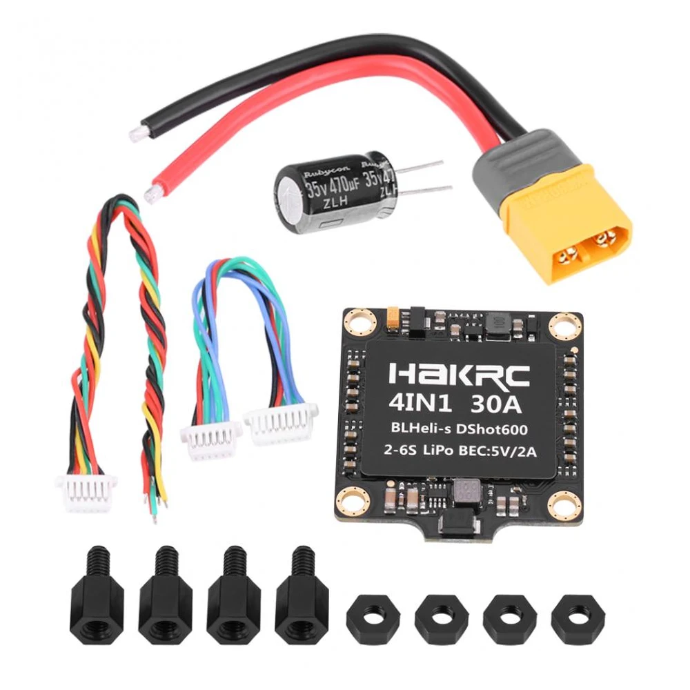 HAKRC 15A/20A/30A/40A 4 в 1 3-6S blheli _ 32 5V 3A BEC Dshot1200 Мини Размер ESC для DIY квадрокоптера FPV