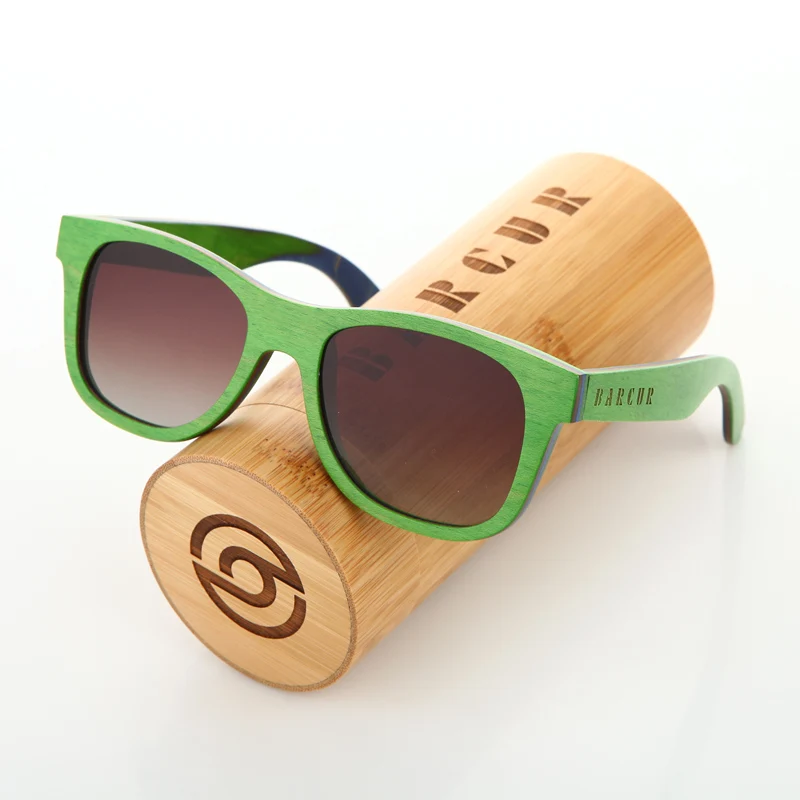 Очки солнцезащитные BARCUR мужские ручной работы зеленые зеркальные