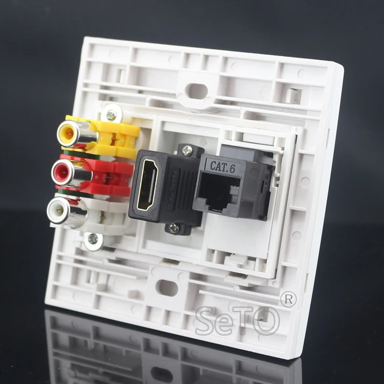 Гигабитная сетевая панель SeTo 86 типа RJ45 Cat6 Lan + RCA AV аудио HDMI настенная Keystone лицевая