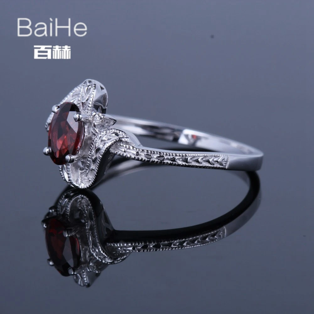 BAIHE Solid 14K белое золото 0.6CT Сертифицированный красный/безупречный 100% натуральный