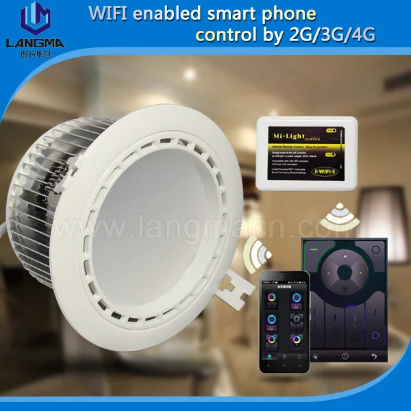 Recessed 12w led downlight roundness dimmable 2700k-6500k ac85-265v input 2.4g wifi control |