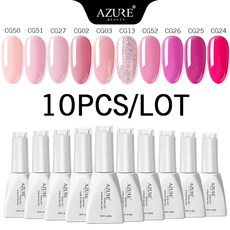 10PCS SET Azure beauty, 10 шт./лот, Гель-лак для ногтей, набор, долговечный дизайн ногтей, светодиодный Гель-лак, Полупостоянный УФ-лак для ногтей, наборы - Цвет: 10PCS SET