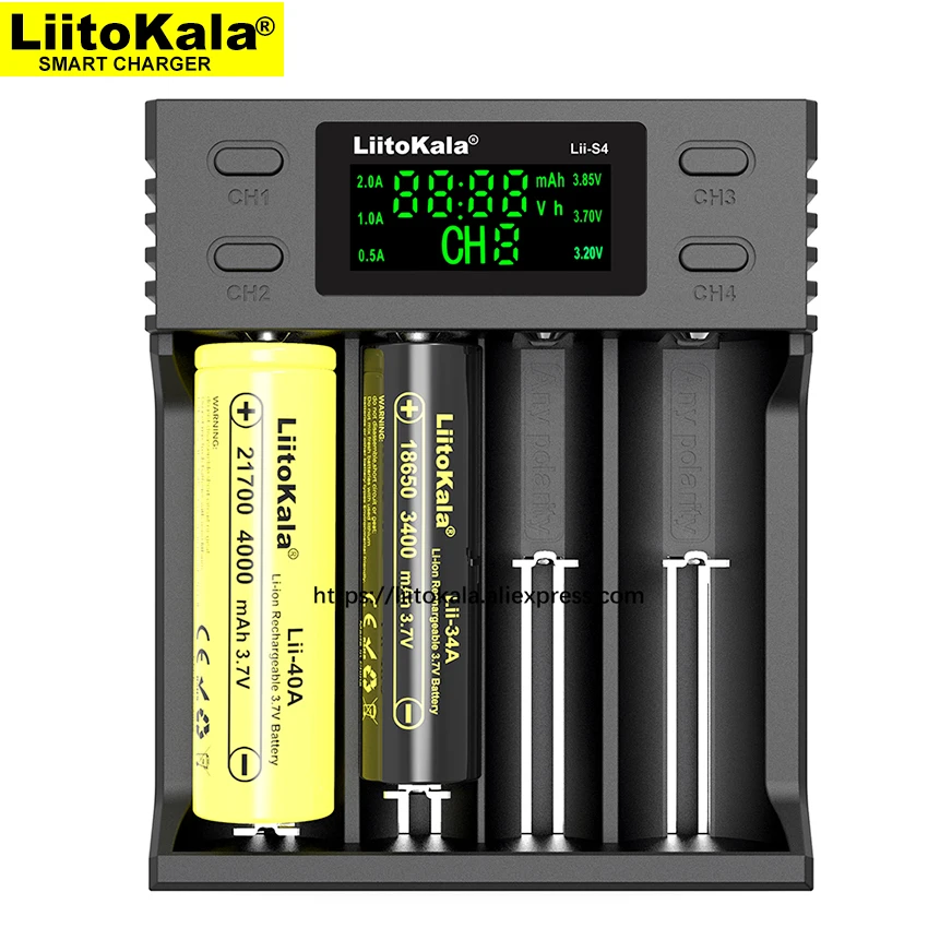

Liitokala Lii-S2 Lii-402 Lii-S4 Battery Charger, Charging 18650 18350 18500 16340 10440 14500 26650 1.2V AA AAA NiMH Battery.
