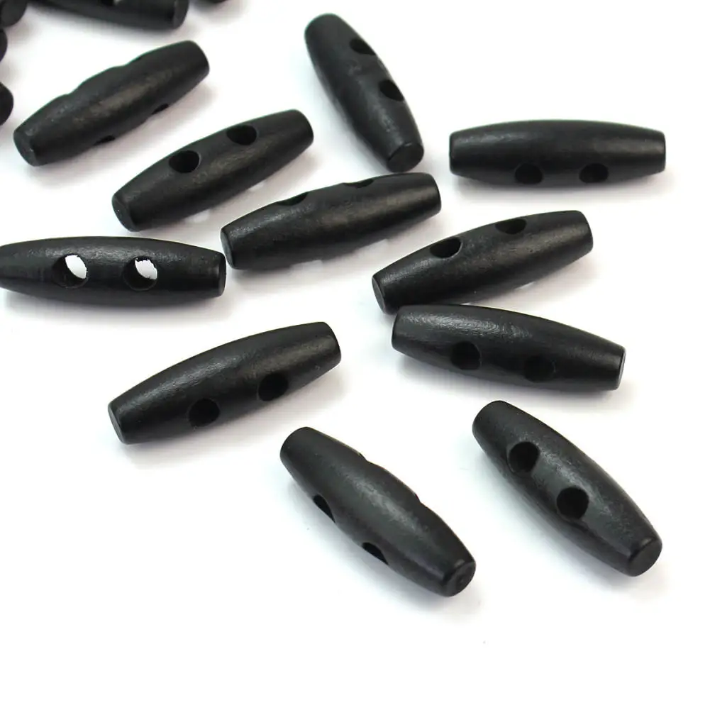 50 шт./лот черный цвет два отверстия тумблер деревянные пуговицы Botoes Duffle Пальто