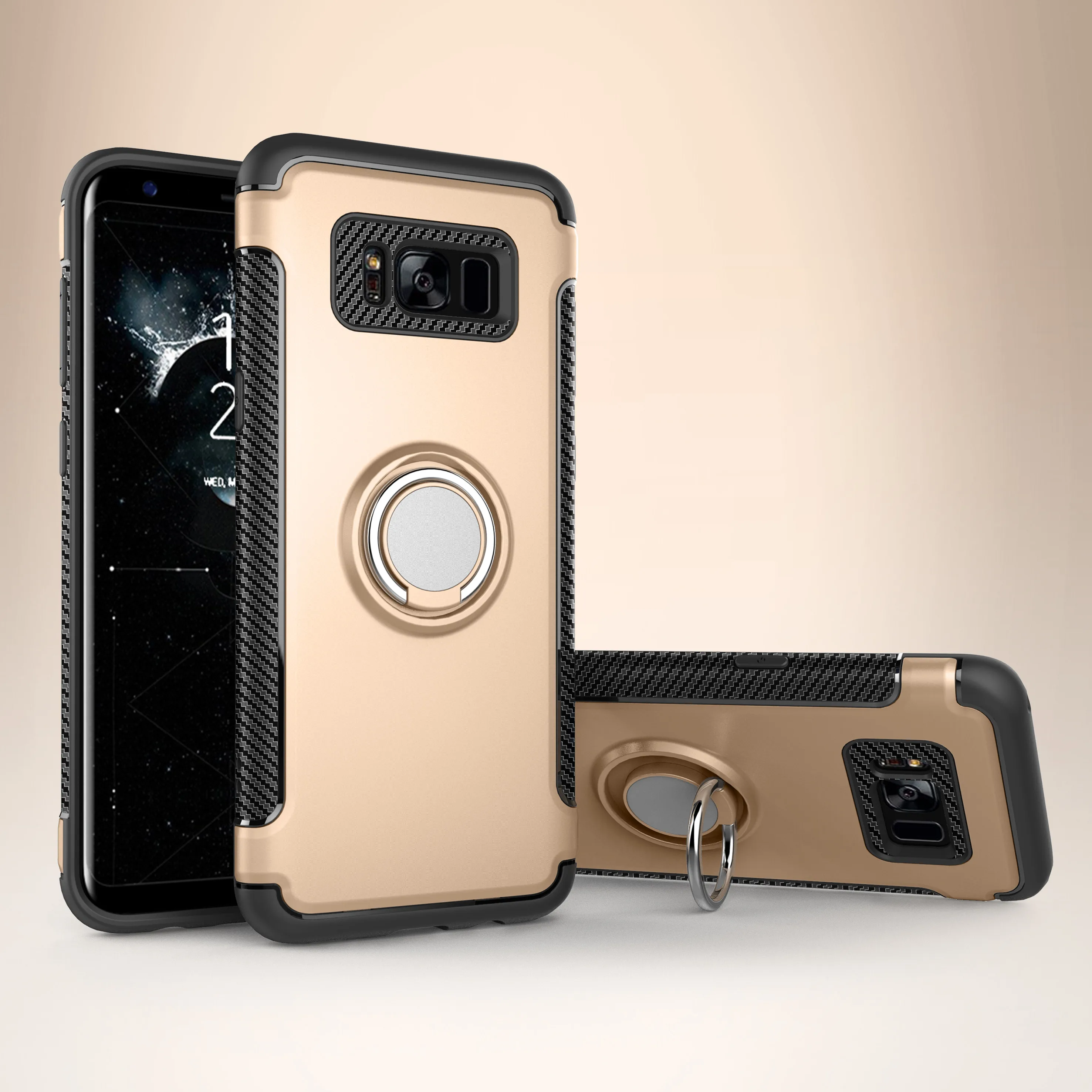 gold SIXEVE магнитное крепление в виде кольца на палец анти Краш чехол для samsung Galaxy S7 Edge S8 S9 Plus J2 J3 J5 J7 Prime задняя крышка - Цвет: gold