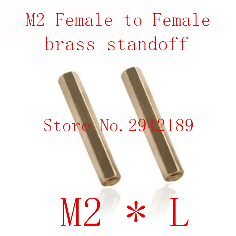 

100pcs/lot M2*L Brass Standoff Spacer Female Female Spacing Screws Hex Brass Threaded Spacer length 3mm to 30mm