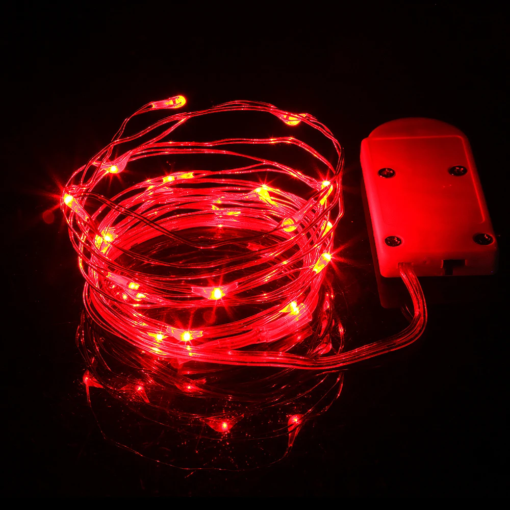 Светодиодная гирлянда 2 м 20LED медная проволока Сказочный свет Рождественская Свадебная вечеринка украшение Питание от батареи CR2032 Светодиодная лента лампа