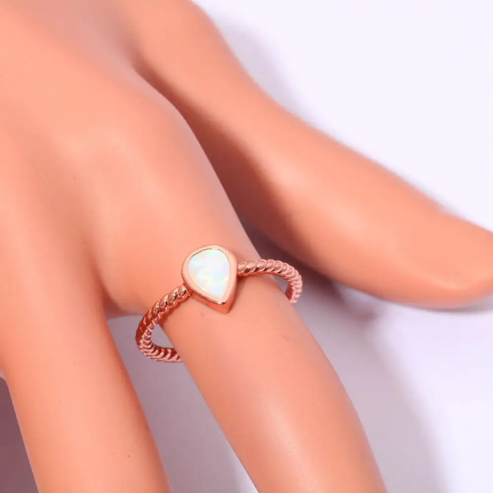 Кольцо женское розовое золото с белым огненным опалом размеры 6 7 8 OJ8558 | Украшения